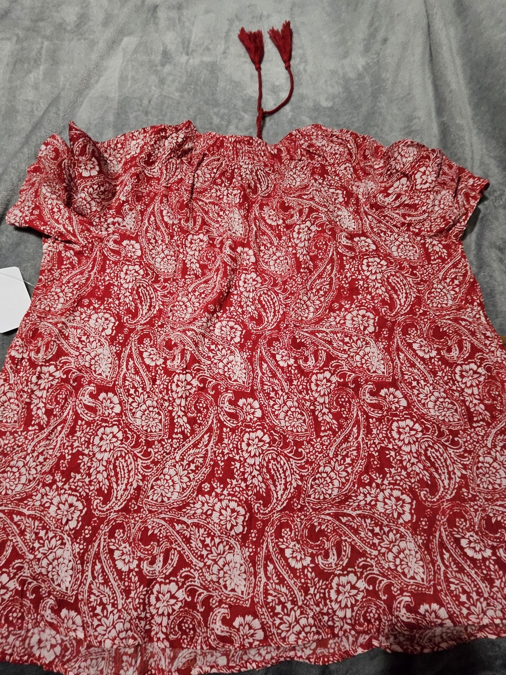 Catherines Red and White Blouse